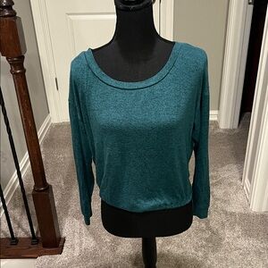 Women's Teal Long-Sleeve Scoop Neck Sweater